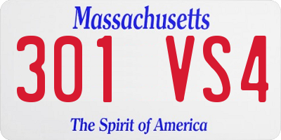 MA license plate 301VS4