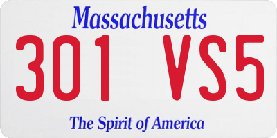 MA license plate 301VS5