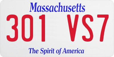 MA license plate 301VS7