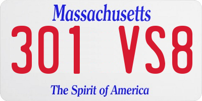 MA license plate 301VS8