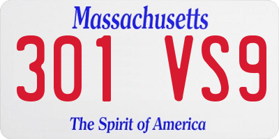 MA license plate 301VS9