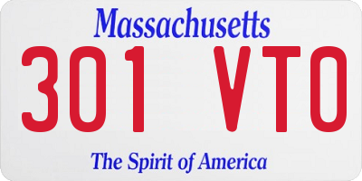 MA license plate 301VT0