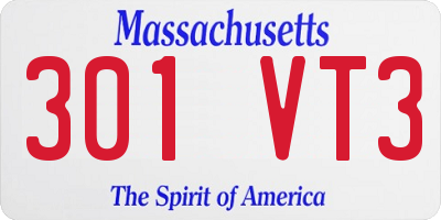 MA license plate 301VT3