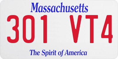 MA license plate 301VT4