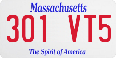 MA license plate 301VT5
