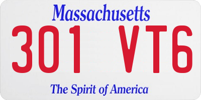 MA license plate 301VT6