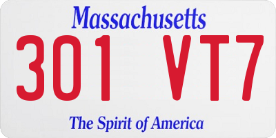 MA license plate 301VT7