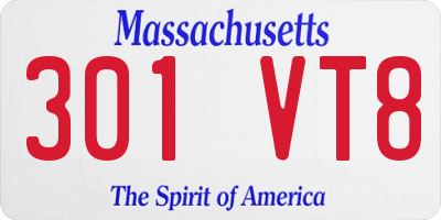 MA license plate 301VT8