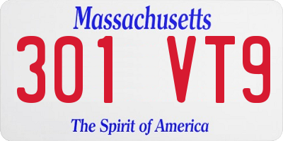 MA license plate 301VT9