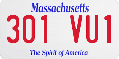 MA license plate 301VU1