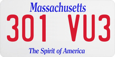 MA license plate 301VU3