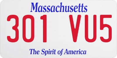 MA license plate 301VU5