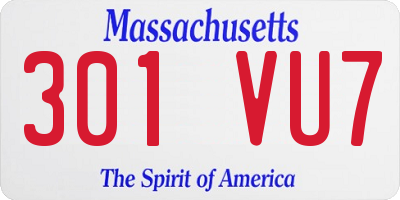 MA license plate 301VU7