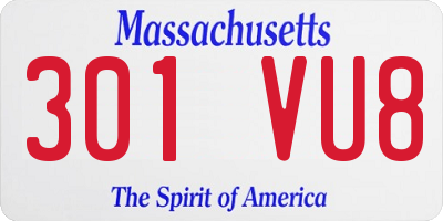 MA license plate 301VU8