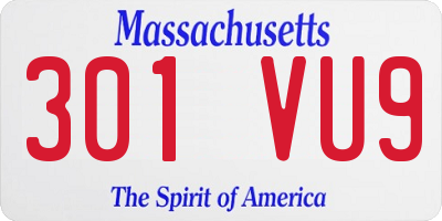 MA license plate 301VU9