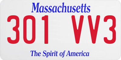 MA license plate 301VV3