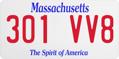 MA license plate 301VV8