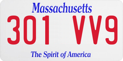 MA license plate 301VV9