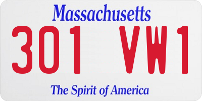 MA license plate 301VW1