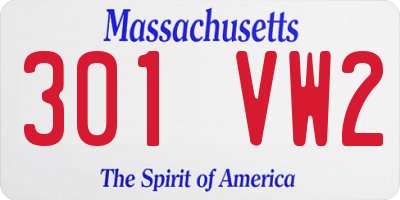 MA license plate 301VW2