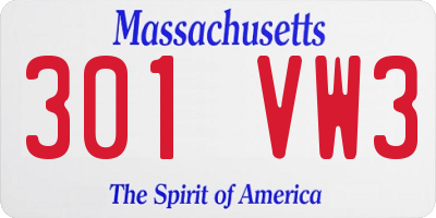 MA license plate 301VW3