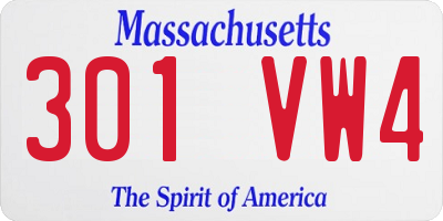MA license plate 301VW4