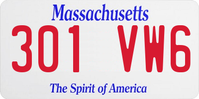 MA license plate 301VW6