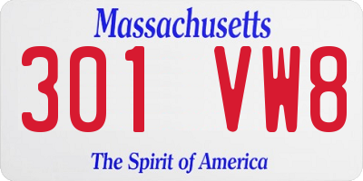 MA license plate 301VW8
