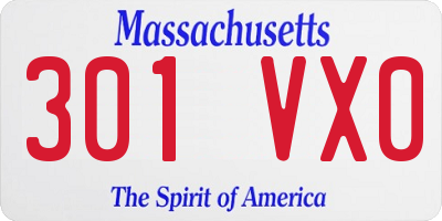 MA license plate 301VX0