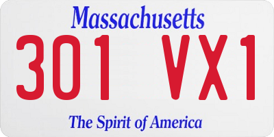 MA license plate 301VX1