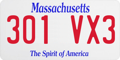 MA license plate 301VX3