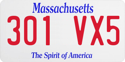 MA license plate 301VX5