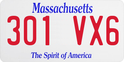 MA license plate 301VX6
