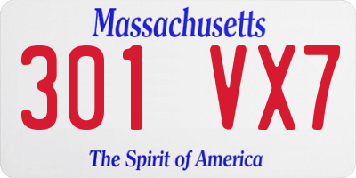 MA license plate 301VX7