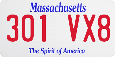 MA license plate 301VX8