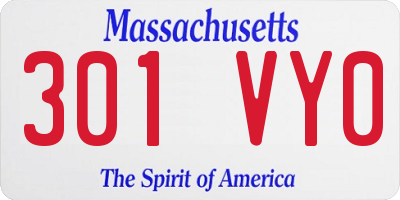MA license plate 301VY0