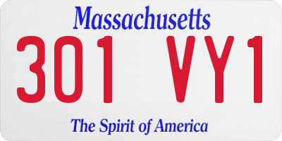 MA license plate 301VY1