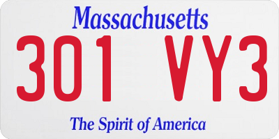 MA license plate 301VY3