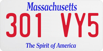 MA license plate 301VY5