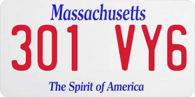 MA license plate 301VY6