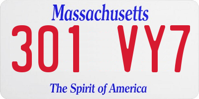MA license plate 301VY7