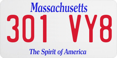 MA license plate 301VY8