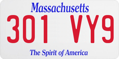 MA license plate 301VY9