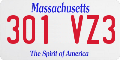 MA license plate 301VZ3