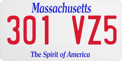 MA license plate 301VZ5