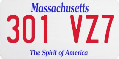 MA license plate 301VZ7