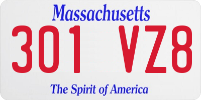 MA license plate 301VZ8