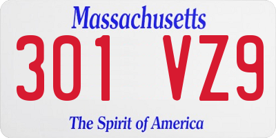MA license plate 301VZ9