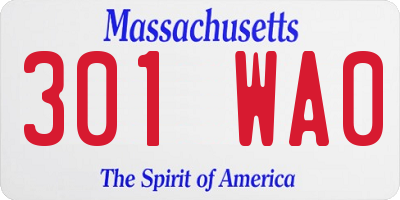 MA license plate 301WA0