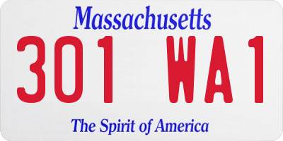 MA license plate 301WA1